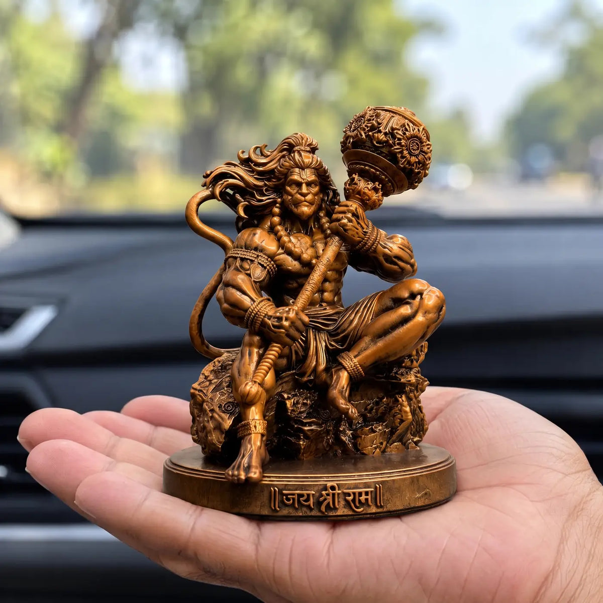 3.9 inch Mahabali Hanuman idol held in a palm to show its size