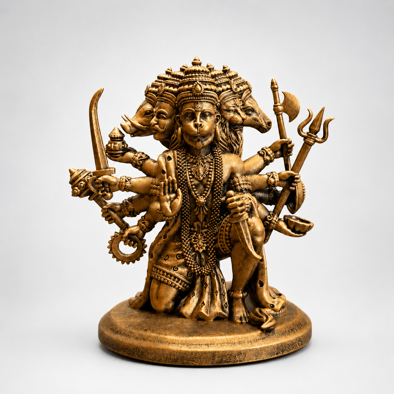 Sitting Panchmukhi Lord Hanuman – Divine Dashboard Idol