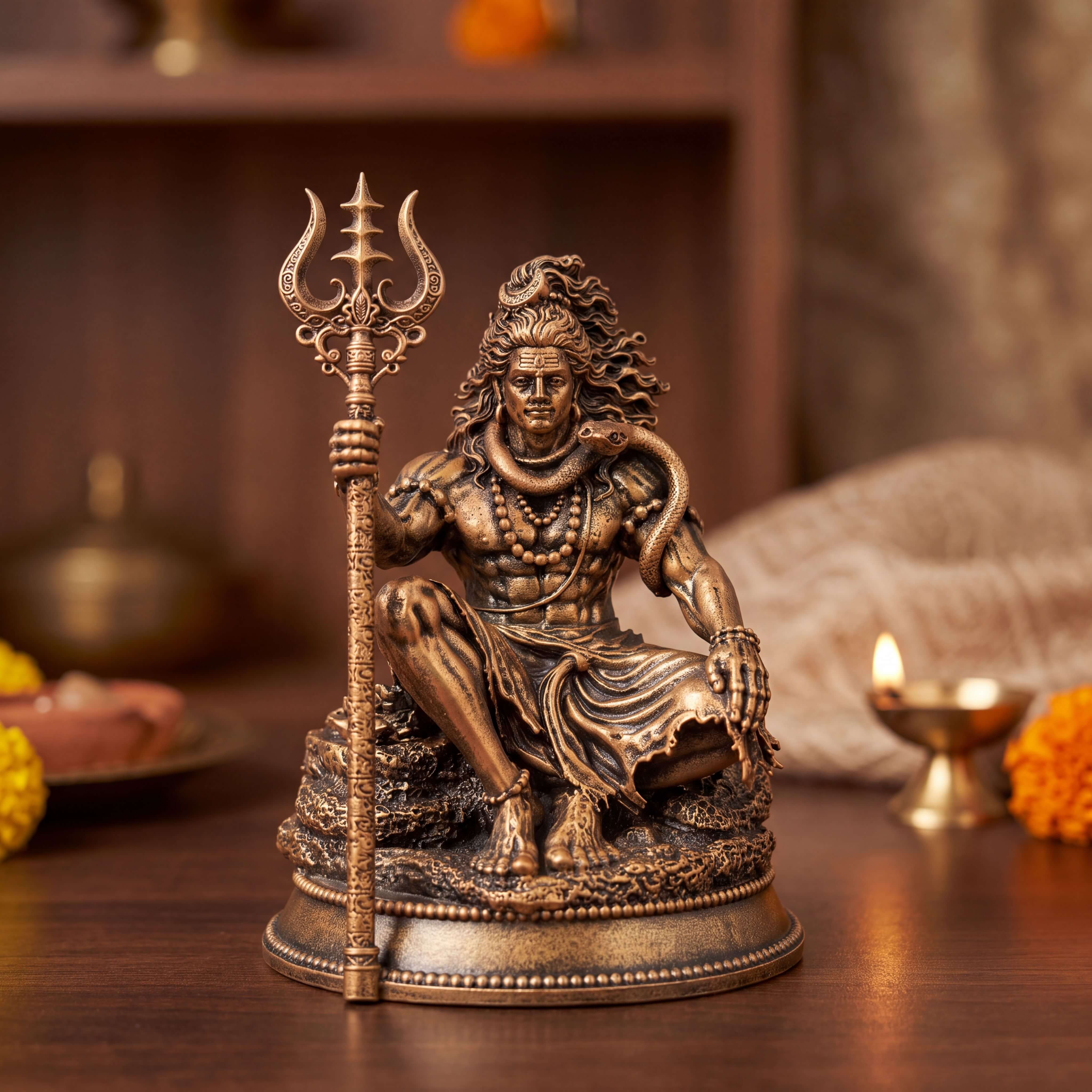 Mahadev Trishul Dhyan Idol Car Dashboard
