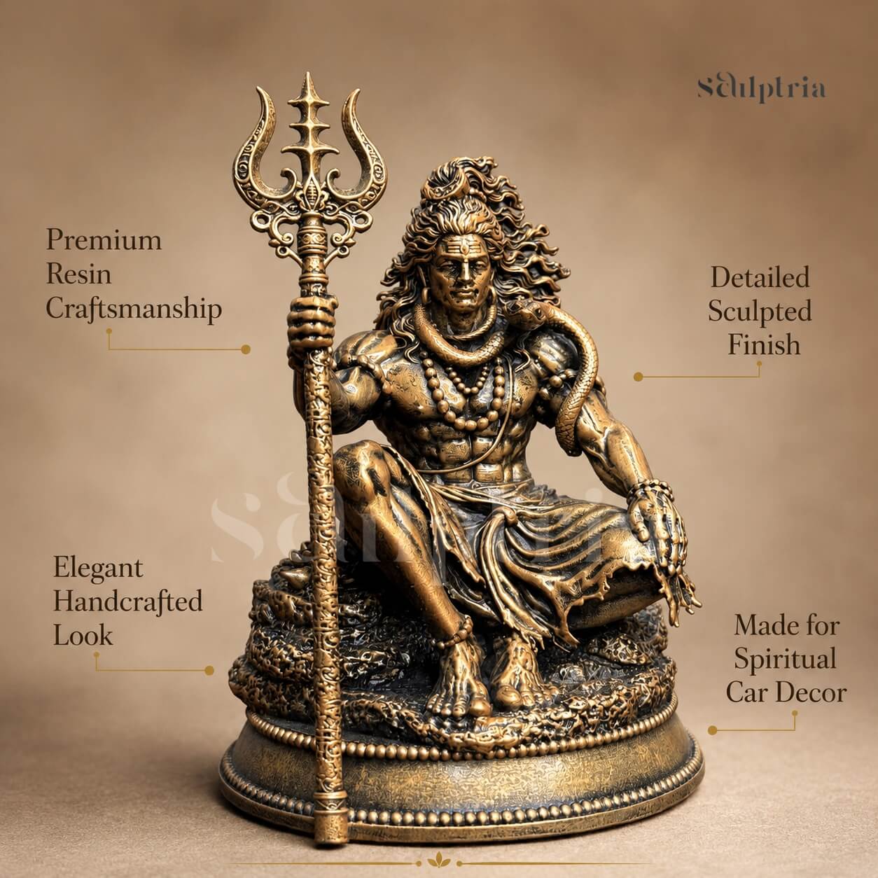 Mahadev Trishul Dhyan Idol Car Dashboard