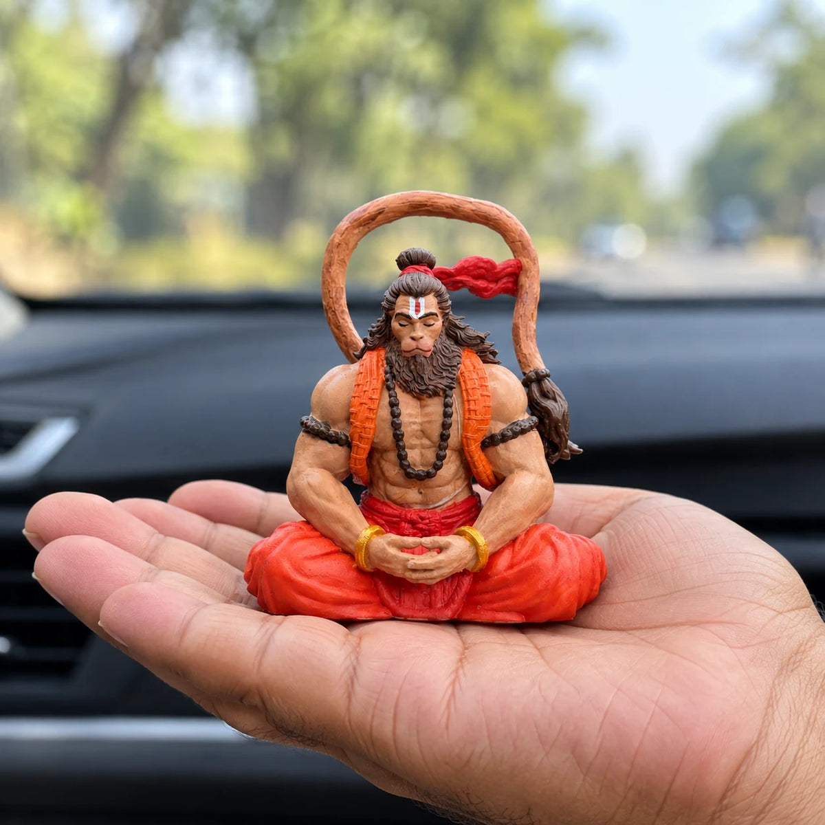 3 inch Hanuman Ji idol held in a palm to show its size