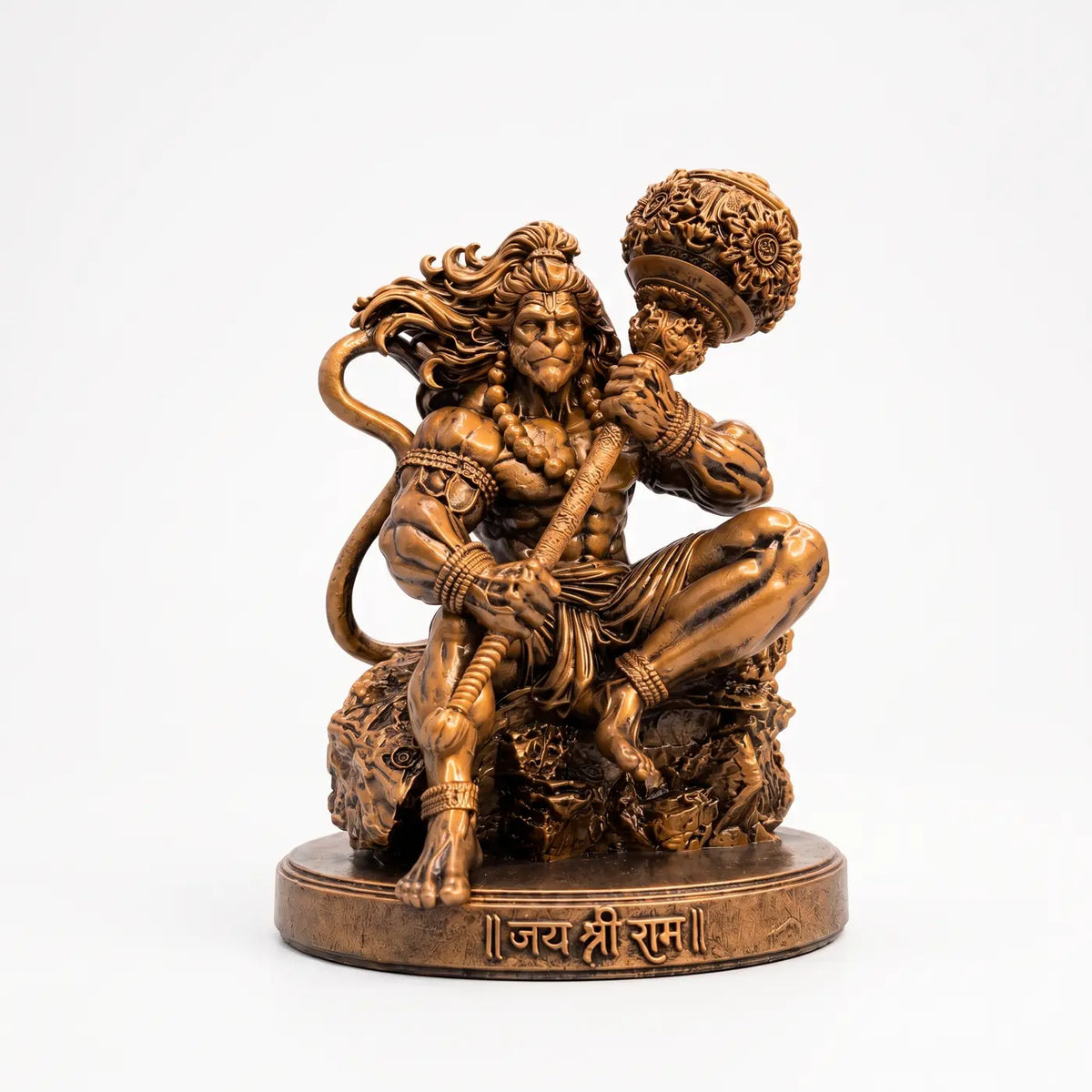 Lord Mahabali Hanuman antique bronze finish idol on a white background