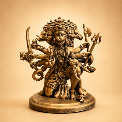 Sitting Panchmukhi Lord Hanuman – Divine Dashboard Idol