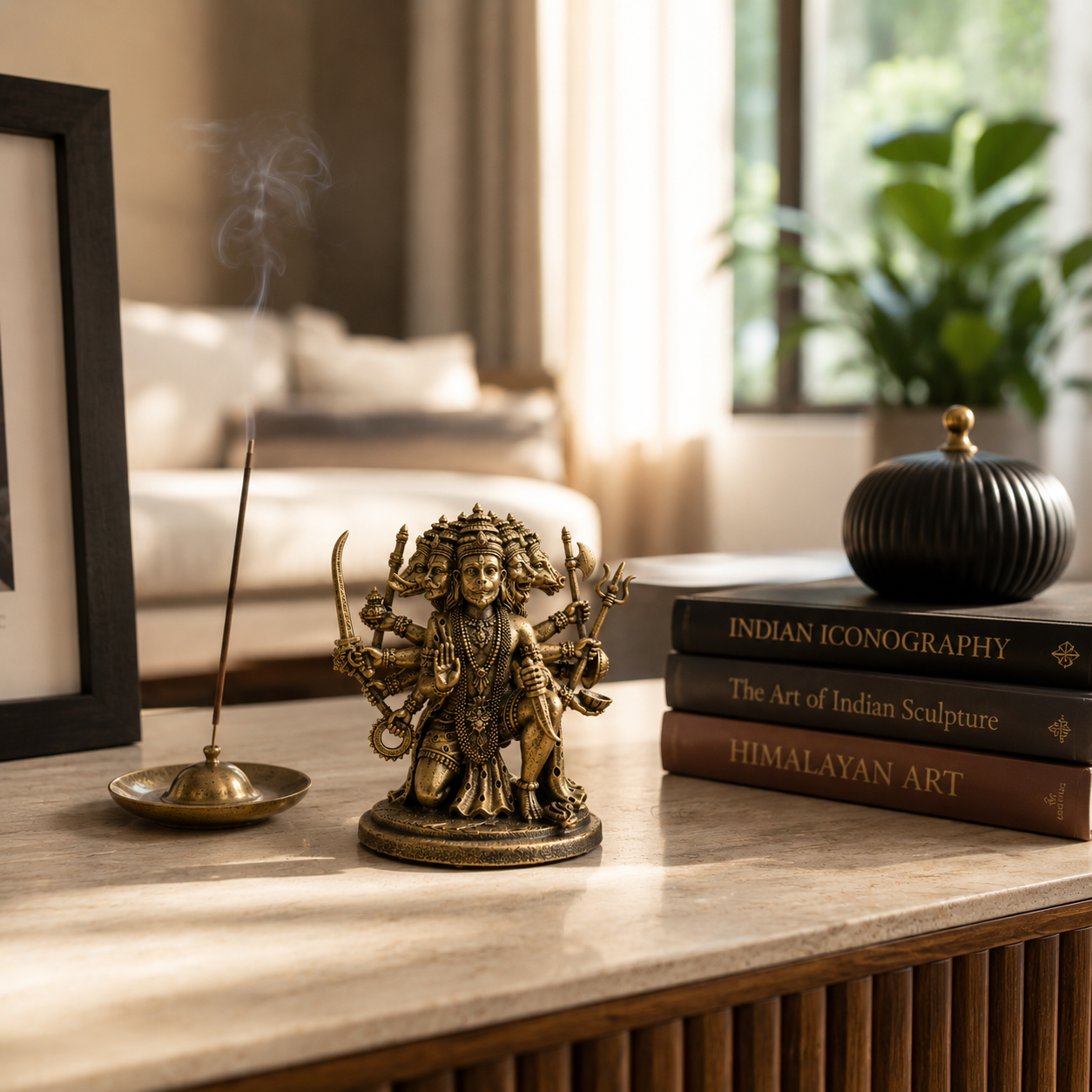 Sitting Panchmukhi Lord Hanuman – Divine Dashboard Idol