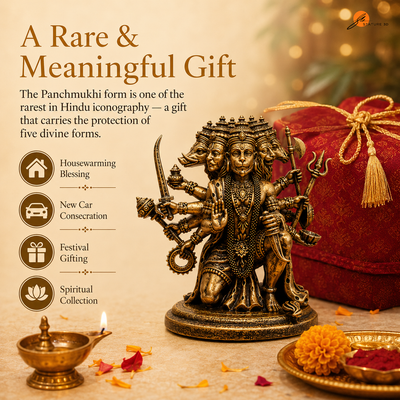 Sitting Panchmukhi Lord Hanuman – Divine Dashboard Idol