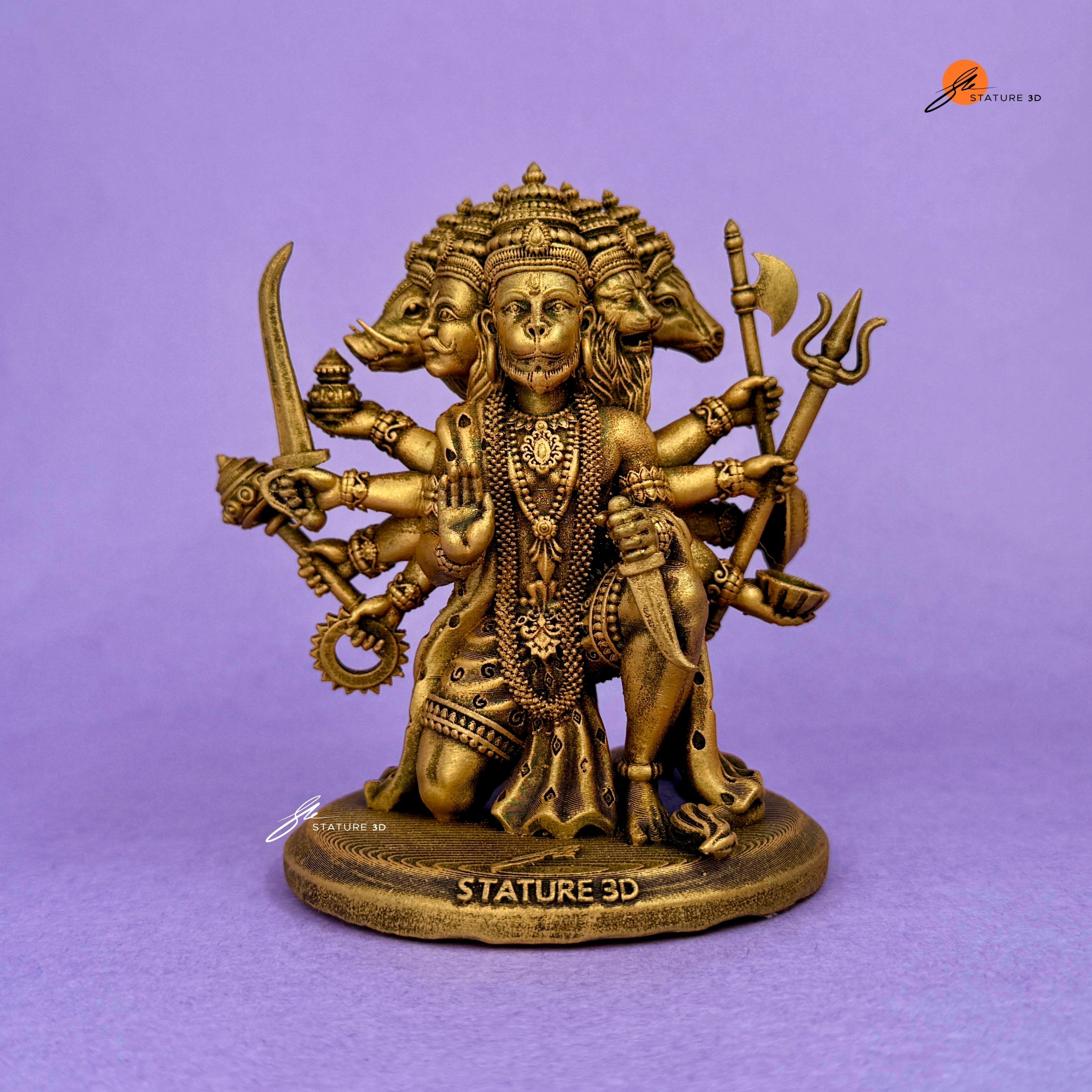 Sitting Panchmukhi Lord Hanuman – Divine Dashboard Idol