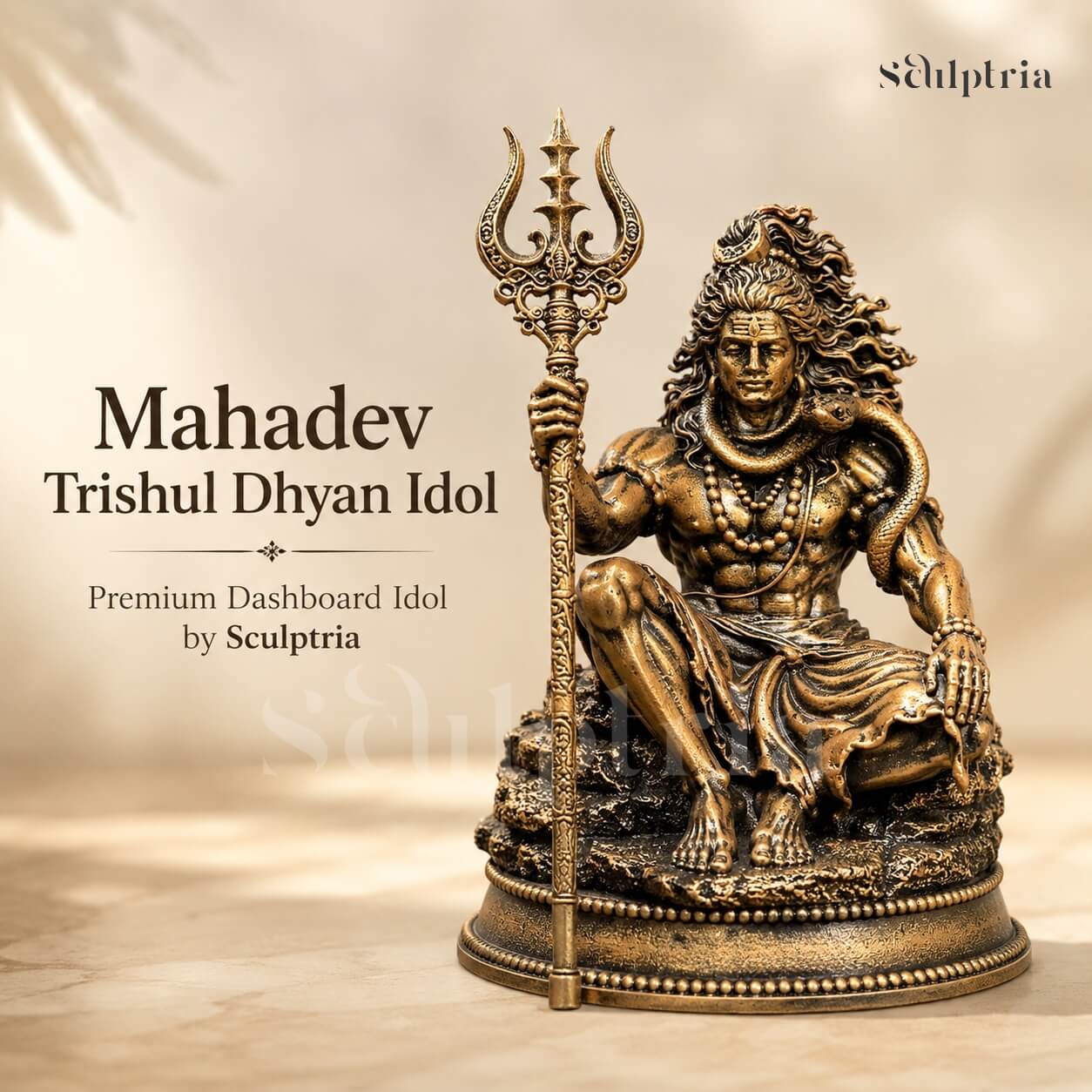 Mahadev Trishul Dhyan Idol Car Dashboard