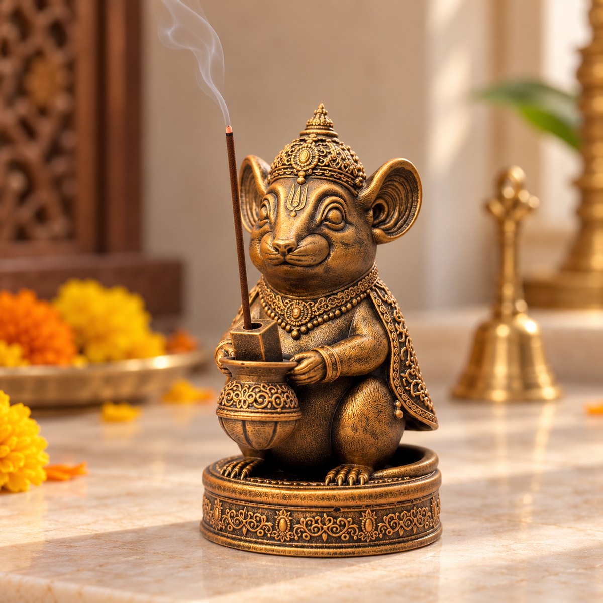 Mushak Raj incense stick holder with agarbatti