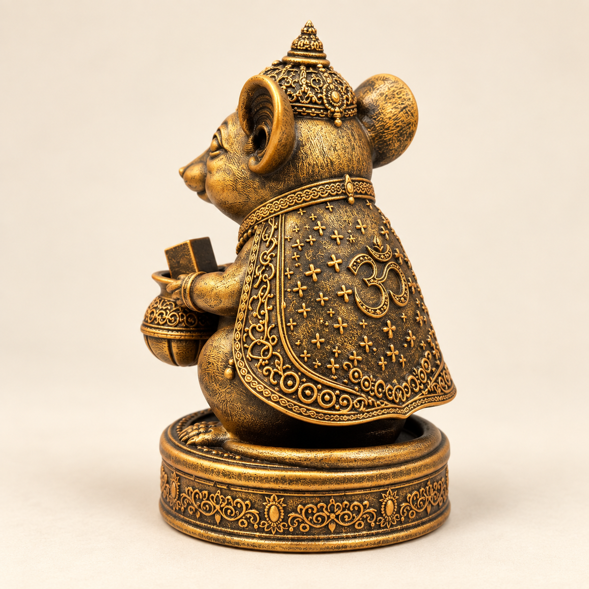 Mushak Raj incense holder Om cape rear detail